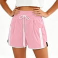 thumbnail image 2 of Costeam Womens High Waisted Athletic Shorts Drawstring Casual with Side Pockets Elastic Waist Side Stripe Dolphin Hem Workout Running Short Pants Lightweight Quick Dry Lounge Shorts, 2 of 6