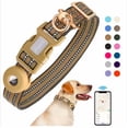 thumbnail image 4 of Nylon Striped Dog Collar with AirTag Holder, Black, Medium, 4 of 5