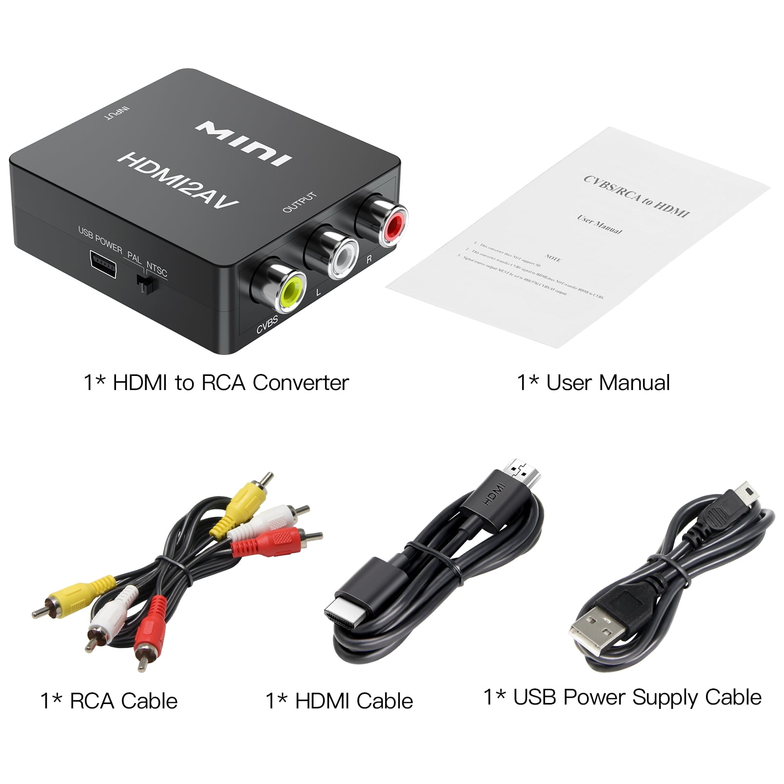 Adaptateur RCA vers HDMI, Zamus Mini AV RCA CVBS vers HDMI