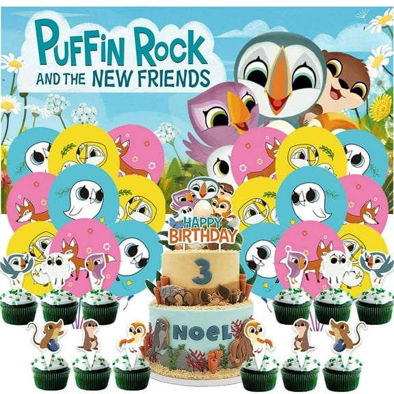 Puffin Rock Party Supplies Latex Balloons Decor Banner Backdrop Kit Birthday Decorations