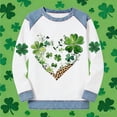 thumbnail image 6 of JTZGDY St Patricks Day Shirt Women Fashion Denim Patchwork Long Sleeve Green Shamrock Heart Printed Pullover Tops Lightweight Crewneck Holiday Graphic Splicing Sweatshirts, 6 of 6