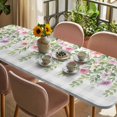 thumbnail image 3 of Colorful Flowers Table Cloths for 8 Foot Rectangle Tables, Spring Floral Leaves Botanical Gray Plaid Patio Waterproof Elastic Fitted Tablecloths, Washable Rectangular Table Cover for Camping, 3 of 8