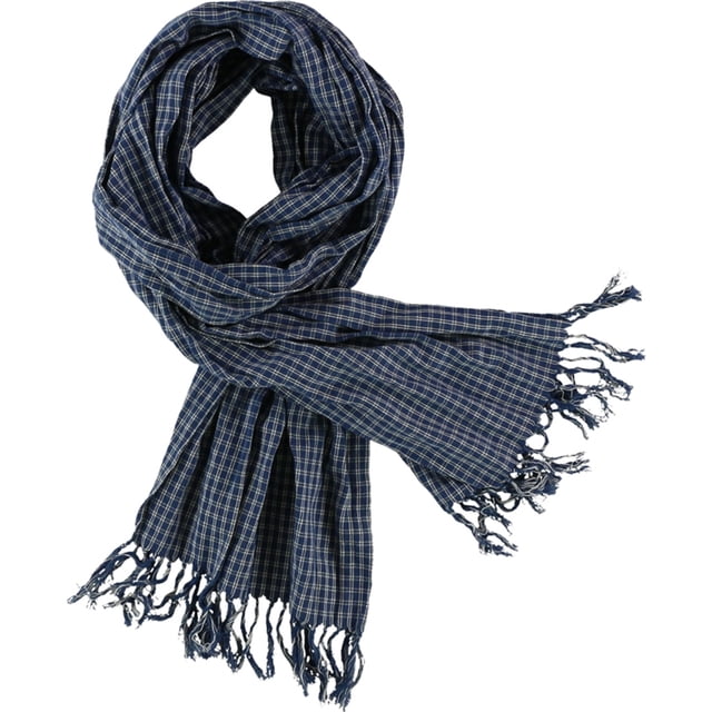 Ralph Lauren - Bufanda a cuadros con flecos para hombre, azul, larga (60 pulgadas y más)