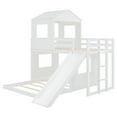 thumbnail image 6 of Harper & Bright Designs House Bunk Beds with Slide, Twin over Full Playhouse Bunk Bed, Wood Bunk Beds with Roof and Windows for Boys or Girls, White, 6 of 16