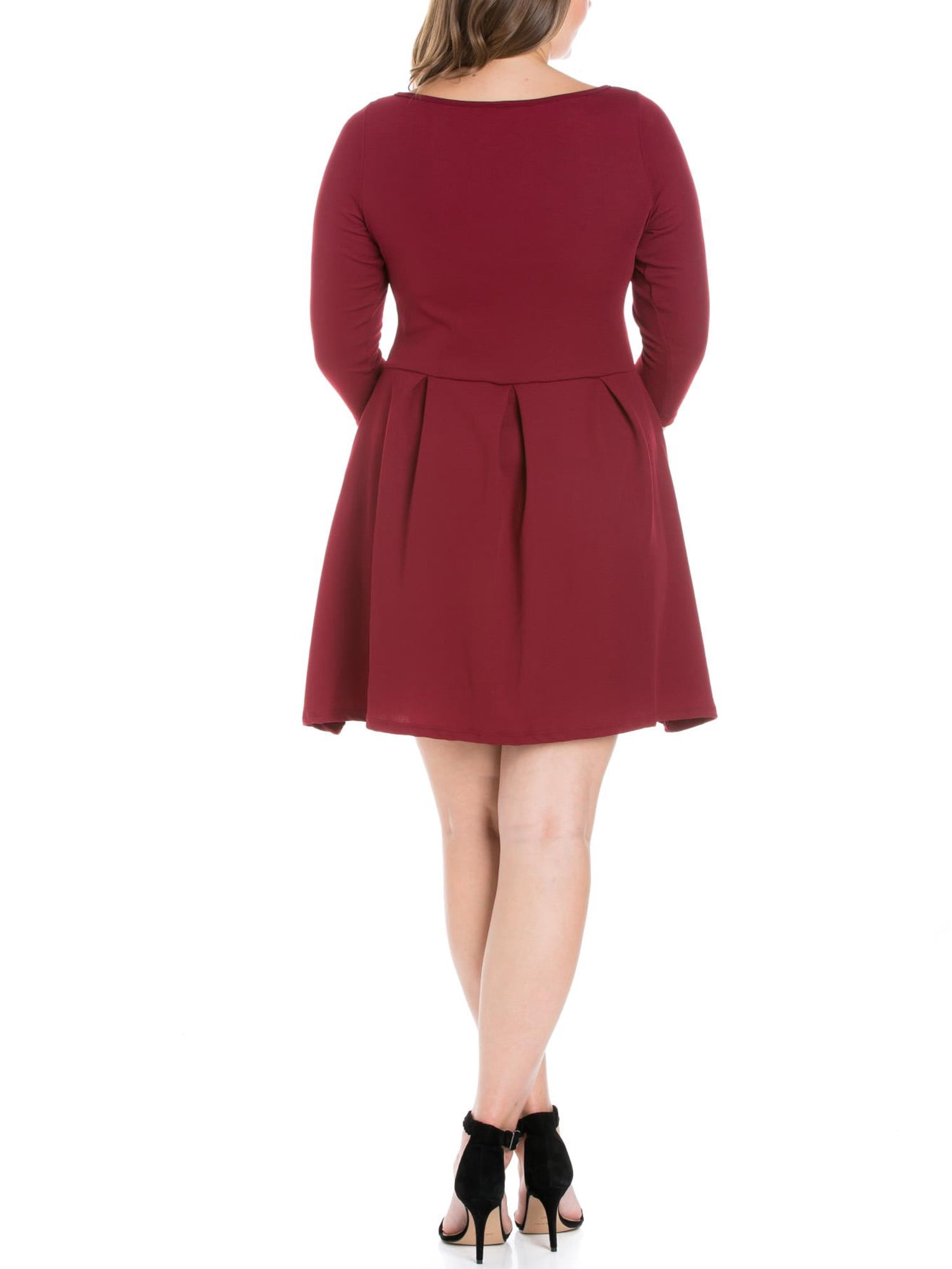 24/7 Comfort Apparel Women's Plus Size Perfect Fit and Flare Pocket Dress