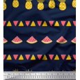 thumbnail image 1 of Soimoi Blue Rayon Fabric Triangle,Pine & Watermelon Fruits Print Sewing Fabric Yard 42 Inch Wide, 1 of 1