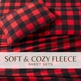 thumbnail image 4 of Soft Polar Fleece Plaid Sheet Set, 4-Piece Full Size Sheets, Red / Black, 4 of 6