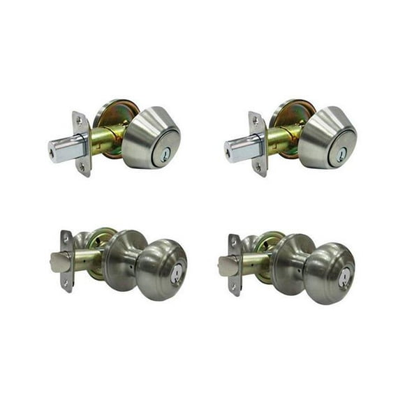 Faultless 5002042 Fancy Mushroom Entry Knob with Single Cylinder Deadbolt Satin Nickel Metal 3 Grade Right Handed