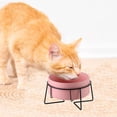 thumbnail image 4 of Elevated Cat Bowls for Indoor Cats - Food Bowl & Holder for Cats Dogs Raised Metal Wire Stand - pink, 4 of 5