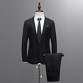 thumbnail image 2 of MSJUHEG Fall Outfits Two Piece Set Button-Down Round Neckline Long Sleeve Men'S Slim Button Suit Color Dress Show Jacket Coat & Pant Mens Sweatpants Black L, 2 of 7