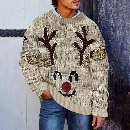 Mens Christmas Sweaters Mens Sweaters Men s Christmas Cozy Sweater Long Sleeve Crew Neck Top/Shirt