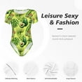 thumbnail image 4 of KLL Women 's Crew Neck Bodysuit Jumpsuits Kiwi and Avocado Print Short onesies Stretch T Shirts, 4 of 7