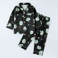 thumbnail image 5 of ZHOGXU Big Kids Boys Pajama Sets Long Sleeve Lapel Cartoon Print Tops And Pants Soft Comfortable Sleepwear Outfits For Daily Wear Green 9-10 Years, 5 of 9