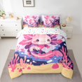 thumbnail image 2 of Manfei Kids Children Cartoon Axolotl Bedding Comforter Set 7-Piece,Kawaii Salamander King Bedding Sets,Cute Animal Ultra Soft Bed Sheets,Super Cozy Room Decor,Reversible, 2 of 8