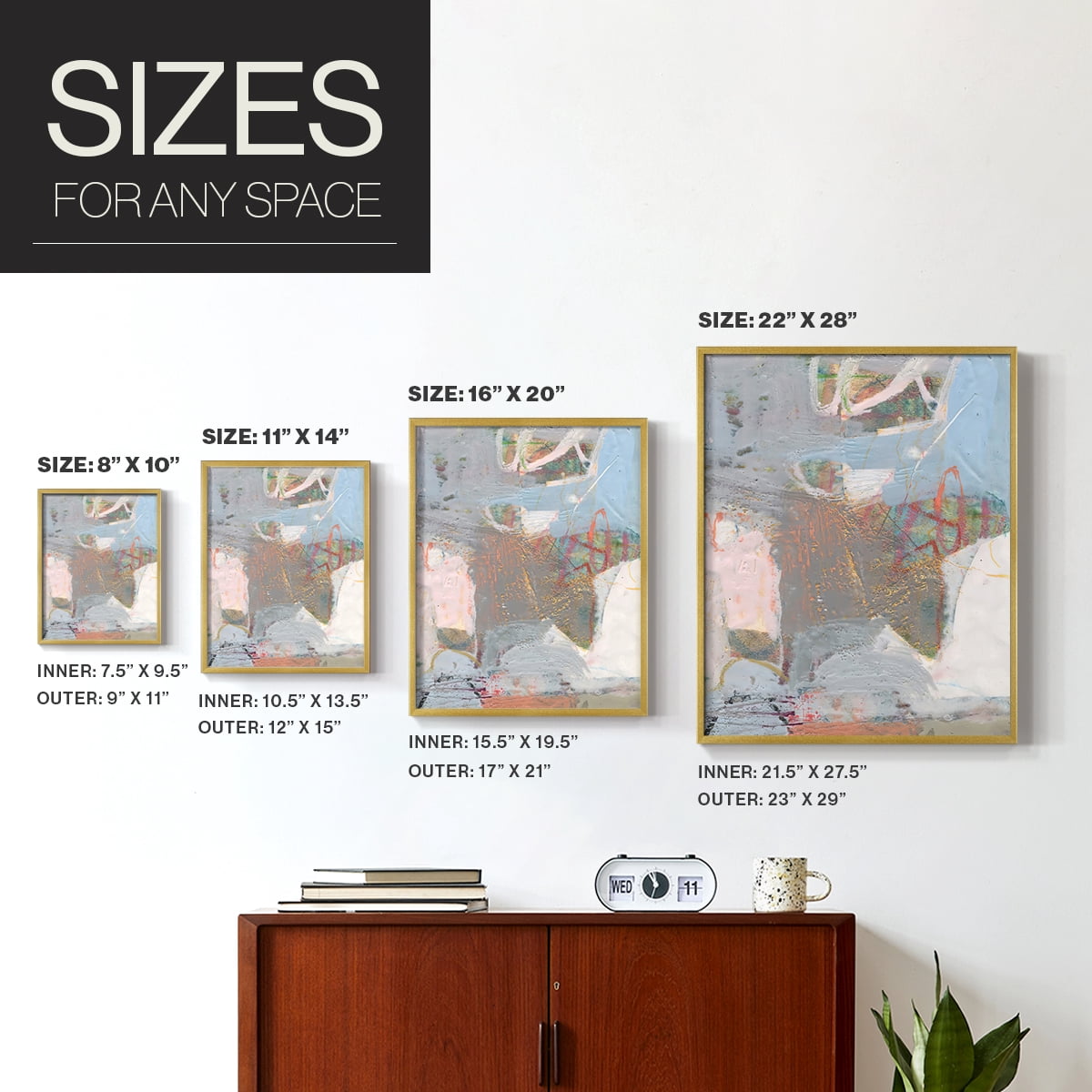 Minim II in Gold Solid Wood 8 x 10 Framed Print