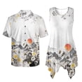 thumbnail image 6 of Psesaysky Japanese Style Matching Couple Outfit 2026 Sleeveless Tank Dress for Women Summer Beach Flowy Sundress or Mens Short Sleeve Shirts Button up Top His or Her Clothes, 6 of 7
