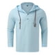 thumbnail image 2 of Camisas Vaqueras Para Hombre Camisa con capucha y botones informales simples de color sólido informal a la moda para hombre (Blue, XXL), 2 of 7