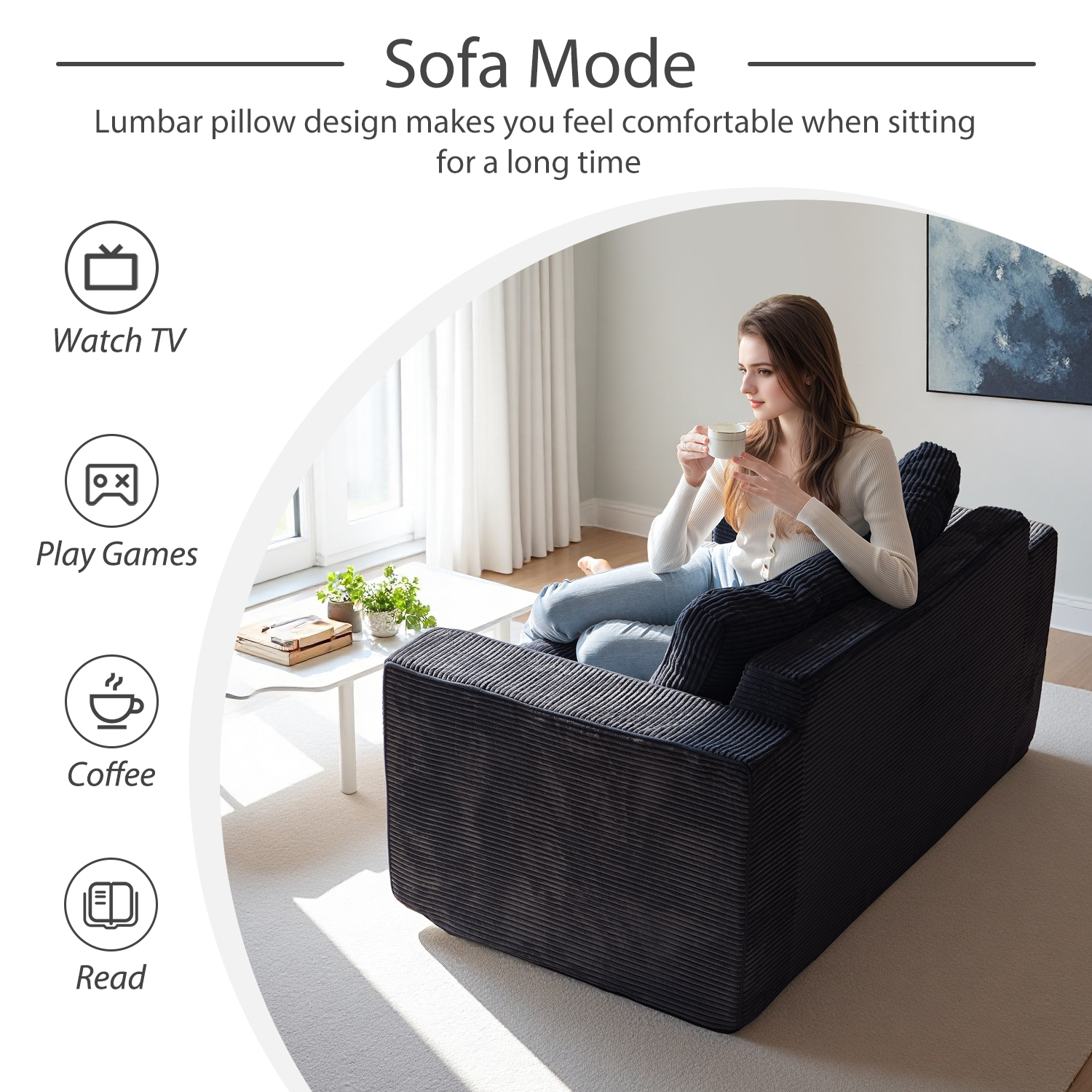 GOODONE Convertible Sofa Bed,Pull Out Couch Beds Loveseat Sleeper,2 in 1 Folding Couch Bed with Pillows for Living Room Bedroom,Black