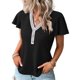 thumbnail image 2 of Tops elegantes con botones de empalme de gofres para mujer, camiseta de manga Feifei de estilo dulce, camisetas rectas informales para mujer 2023, 2 of 5