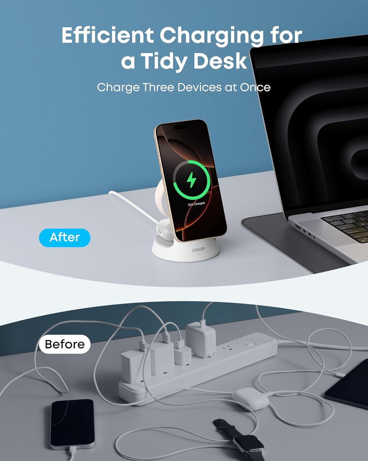 Anker MagSafe Charger Compatible, MagGo 3-in-1 Charging Station