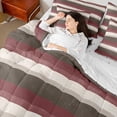 thumbnail image 4 of Manfei Modern Geometric Bedding Comforter Set 7pcs, Minimalist Stripe King Bedding Sets, Red Brown Beige Bed Sheets, Ultra Soft Home Decor, 4 of 8