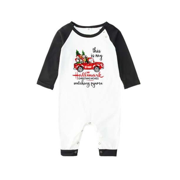 Pijamas Para La Familia Navidad Manga Larga Estampado De Letras Raglan Tops + Pantalones A Cuadros ; 18MVerde 4 Bebé