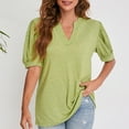 thumbnail image 2 of cfhntfmh V Neck Tops for Women Short Sleeve Plain Tees Baggy Cutton Summer Basic T-Shirt, 2 of 4