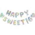 thumbnail image 1 of Banderín de cumpleaños Merrivo Iridescent Happy Sweet 16 2,7 m, 1 of 6