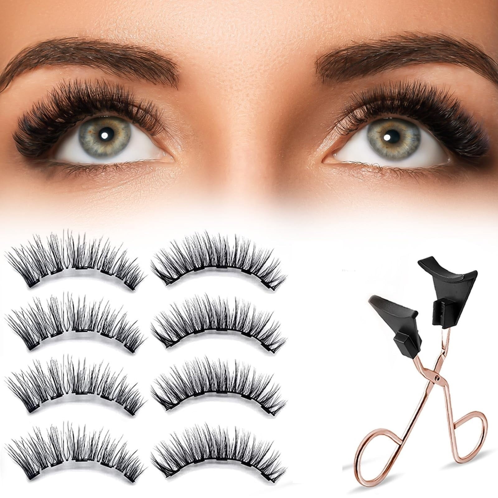 Enjuvie Magnetic Eyelashes Kit Asian, 2025 Reusable Magnetic