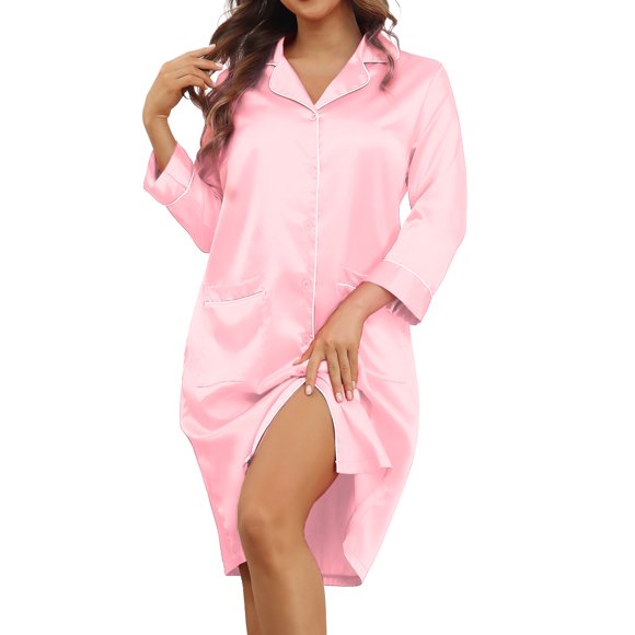 Camisón Elegante Nikou con escote en V y bolsillo para mujer