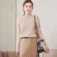 thumbnail image 1 of Suéter de cachemira de cuello alto medio para mujer, ropa de otoño e invierno, camisa de punto de lana de una pieza sin costuras, 1 of 6