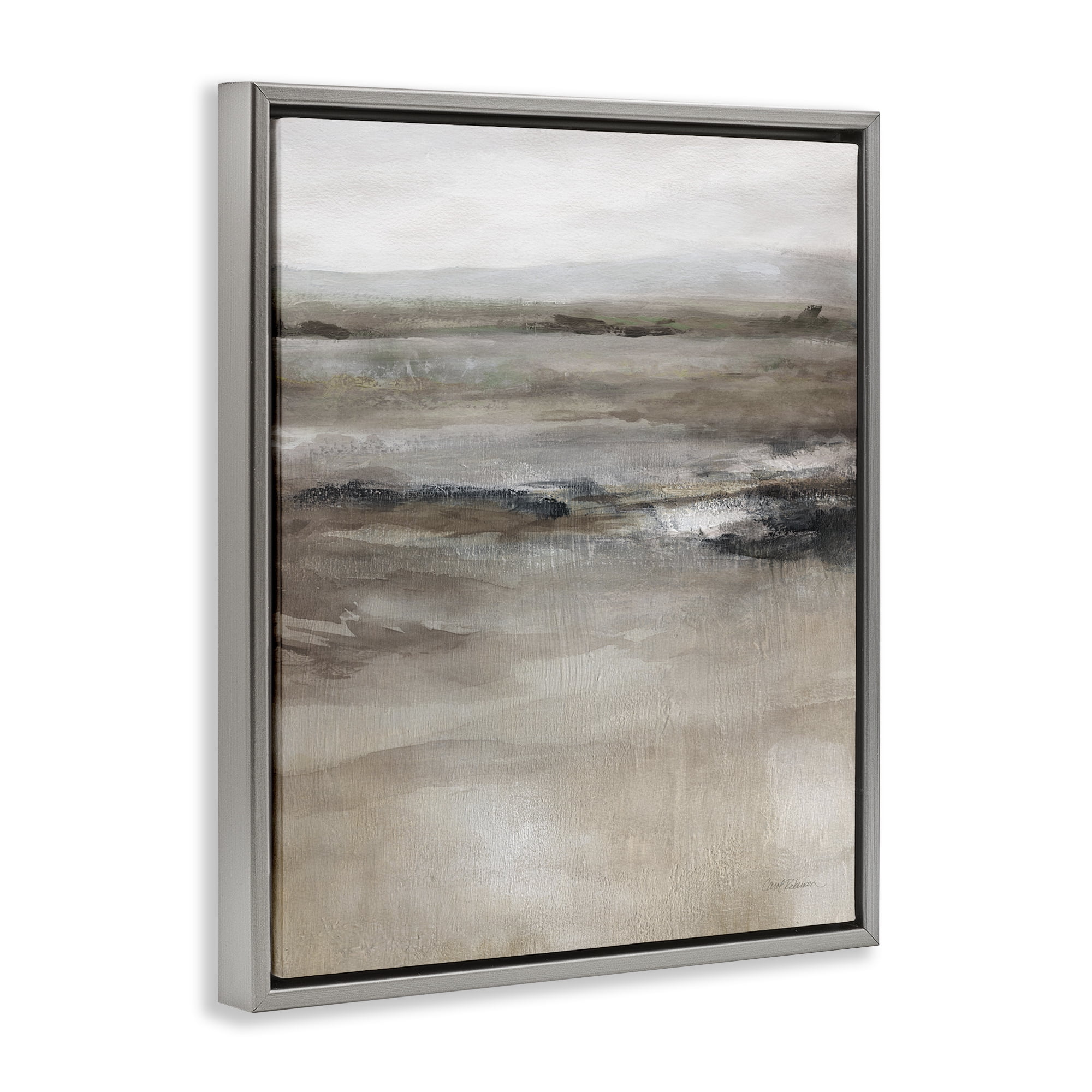 Stupell Industries Brown Desert Abstraction Abstract Painting Gray Floater Framed Canvas Art Print Wall Art, 25 x 31