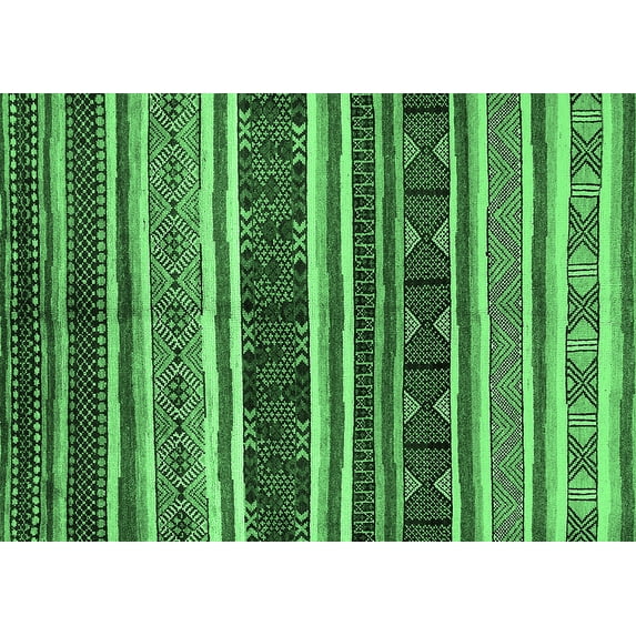 Ahgly Company Indoor Rectangle Oriental Emerald Green Industrial Area Rugs, 6' x 9'