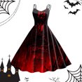 thumbnail image 2 of Women Vintage Halloween Print Sleeveless 1950s Evening Swing Party Prom Dress, 2 of 3