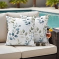 thumbnail image 4 of 2 Pack Outdoor Waterproof Throw Pillow Covers,Farmhouse Watercolor Eucalyptus Leaves Decorative Square Patio Pillowcases for Chair Couch Sofa 16x16in, 4 of 9