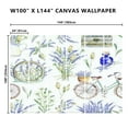 thumbnail image 3 of Peel and Stick Canvas Wallpaper Wall Mural Watercolor realistic Floral seamless pattern Provence Retro bicycle Wall Art Self Adhesive and Removable 100in x 144in, 3 of 8