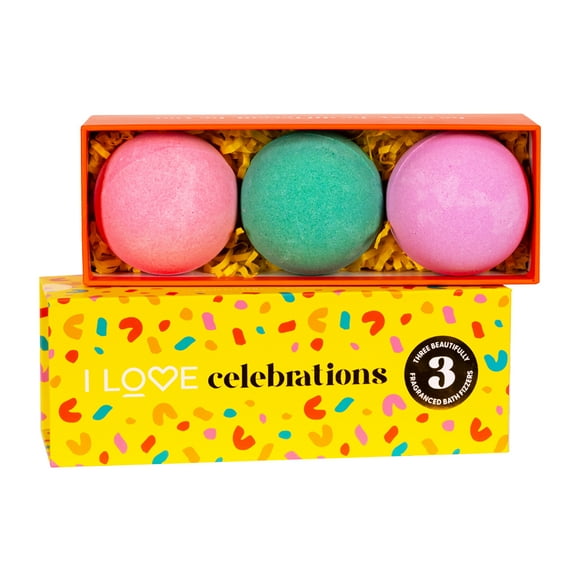 I Love Cosmetics Celebrations Bath Fizzer Pack, Bombas de Baño, 3 Piezas