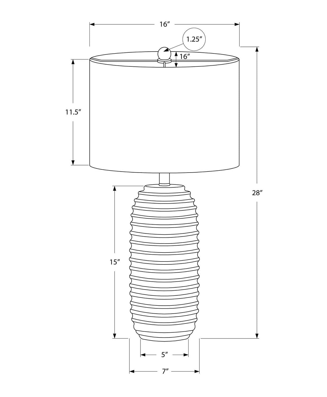 Monarch Specialties Lighting, 28"h, Table Lamp, Cream Resin, Ivory / Cream Shade, Transitional