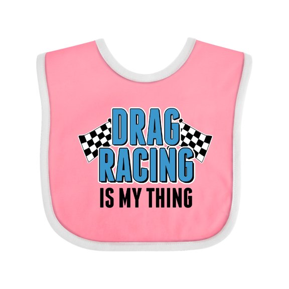 Inktastic Drag Racing is My Thing with Flags Boys or Girls Baby Bib