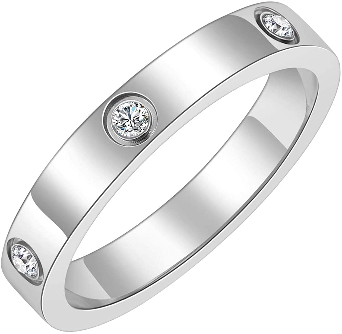 Ladies Stainless Steel Friendship Engagement Promise Ring with Cubic Zirconia 