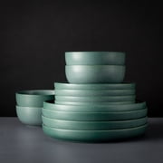Thyme & Table 12-Piece Stoneware Dinnerware Set, Caspian Green