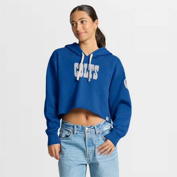 Women's Fanatics Royal Indianapolis Colts Oversized Hometown Heritage Cropped Hoodie
