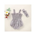 thumbnail image 3 of Kiapeise Newborn Baby Girl Romper Sleeveless Strap Ruffle Elastic Jumpsuit Bow Headband Spring Summer Clothes, 3 of 8