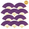 Quasimoon 9" Dark Purple Silk Hand Fans for Weddings (10 Pack) by PaperLanternStore