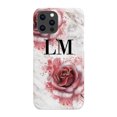 thumbnail image 1 of Personalised Floral Rose x White Marble Initials iPhone 16 Pro Case, iPhone 12 Pro Max, 1 of 4