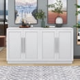 thumbnail image 4 of TUANLUO White Buffet Sideboard Cabinet, Accent Cabinet with 4 Doors, Buffet Cabinet with Adjustable Shelves, Wood Storage Cabinet Furniture for Kitchen Dining Room Living Room, 60"L x 16"W x 32"H, 4 of 10