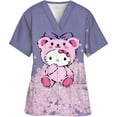 thumbnail image 1 of Uniforme d'Infirmière Kawaii, Hauts de Blouses Médicales pour Femmes, Imprimé Hello Kitty, Manches Courtes, Poches, 1 of 7