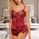 thumbnail image 5 of Conjunto de ropa de dormir de 2 piezas para mujer, sexy, con cuello en V, espalda descubierta, pantalones cortos, ropa de dormir, rojo, S kenally XX000230-01, 5 of 7