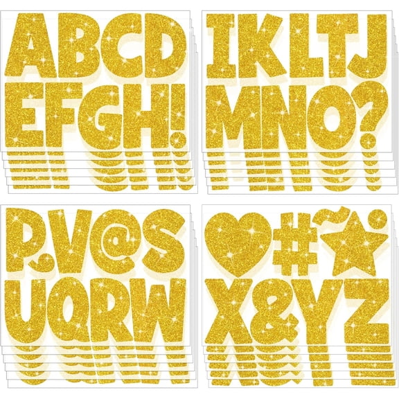 Large Letter Stickers Bulletin Board 24 Sheets Gold Alphabet for Decor 216 Pcs
