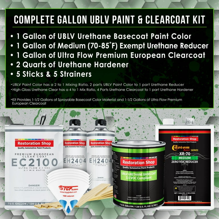 Restoration Shop - Fire Red Pearl Acrylic Urethane Auto Paint - Complete  Gallon Paint Kit - Professional Single Stage High Gloss Automotive, Car